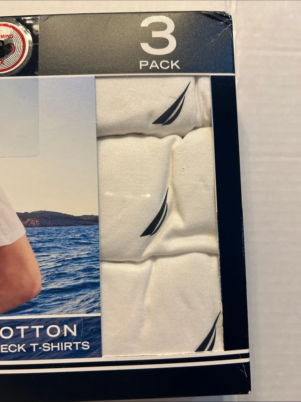 Nautica Men’s White V-Neck Cotton T-Shirts - 3 Pack Sz L (42-44)
